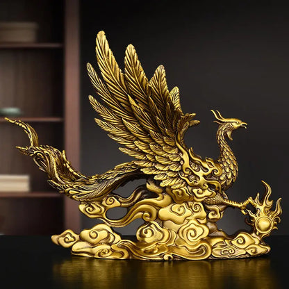 Full Copper Phoenix Ornament Living Room Housewarming Decorations