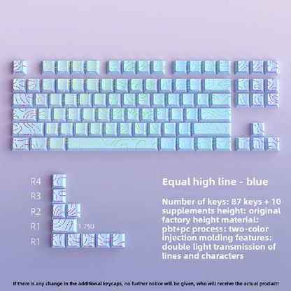 New Topographic Keycaps 4.0 Version Shine Through 98 Key PBT Cherry Profile Side Print Backlit for MX Gamer Mechanical Keyboard