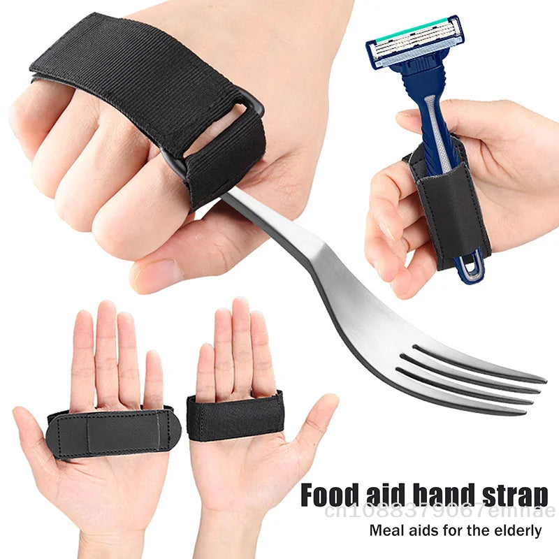 [Z]Aid Utensil Cuff Holder Strap Elastic Eating Assistance Cuff Spoons Forks Knife Fixing Band For Patients Elderly And Disabled