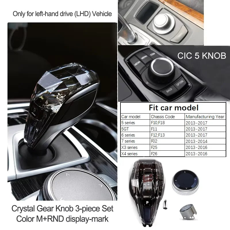 Crystal Gear Shift Lever Knob Set For BMW 5 Series G30 G32 G01 G08 7 Series G11 G12 F10 F20 F30 F32 F25 F26 X5 X6 F15 F16