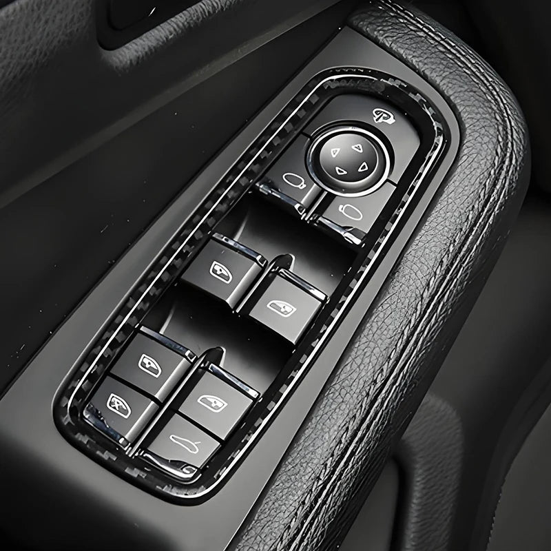 For Porsche Macan 2014-2025 Carbon Fiber Style Car Window Lifter Button Cover Trim Accessories