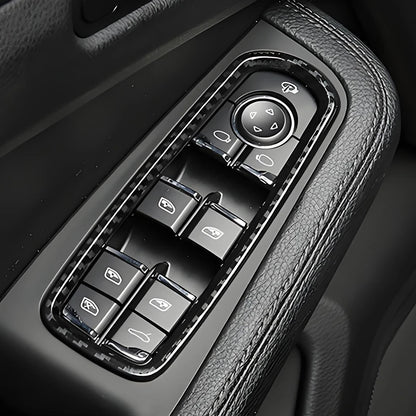 For Porsche Macan 2014-2025 Carbon Fiber Style Car Window Lifter Button Cover Trim Accessories