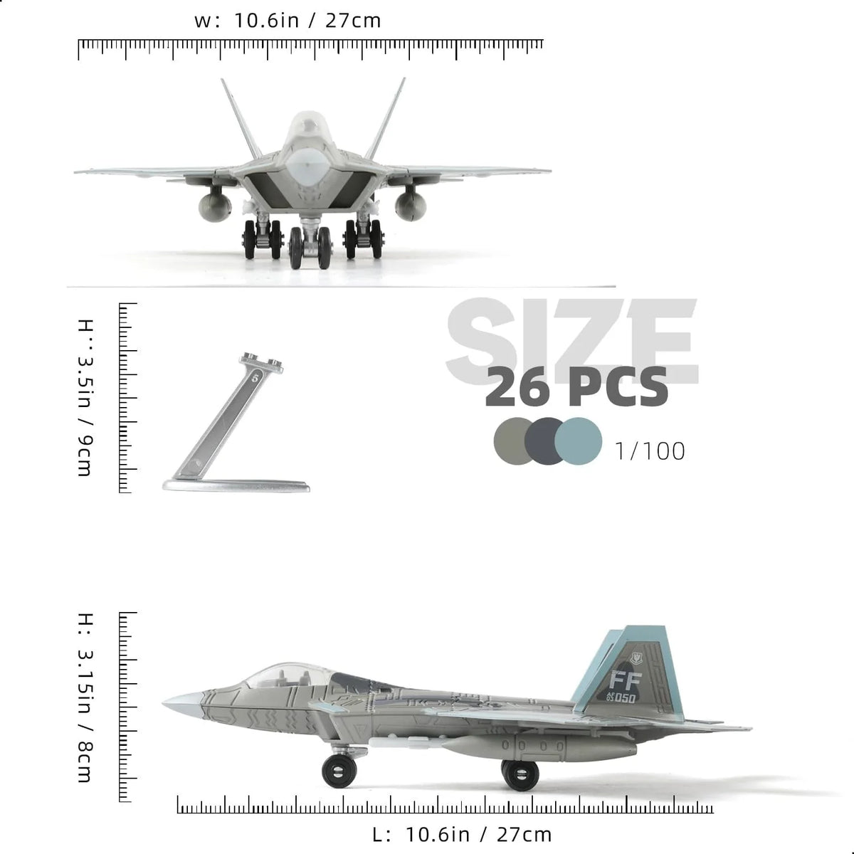 1:100 Scale F-22 Raptor Fighter Jet Quick Build Model Kit Plastic Millitary F22 Toy Airplane Assembly Model Gift for Kids