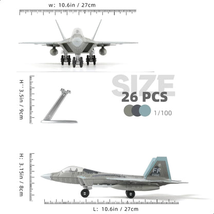 1:100 Scale F-22 Raptor Fighter Jet Quick Build Model Kit Plastic Millitary F22 Toy Airplane Assembly Model Gift for Kids