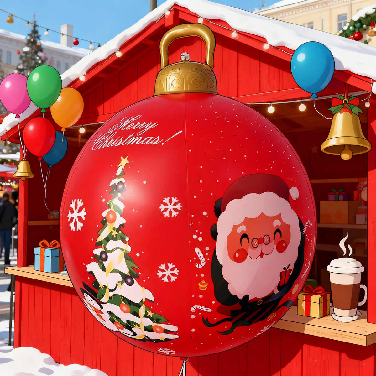 24inch (Approx. 60cm) Giant Inflatable Christmas Ball Pvc Inflatable Decorative Ball Large Holiday Inflatable Outdoor Decoration Christmas Inflatable Yard Decoration Giant Inflatable Ornament