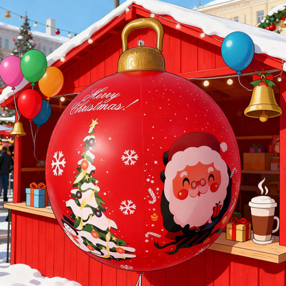 24inch (Approx. 60cm) Giant Inflatable Christmas Ball Pvc Inflatable Decorative Ball Large Holiday Inflatable Outdoor Decoration Christmas Inflatable Yard Decoration Giant Inflatable Ornament