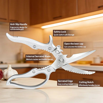 Can Open Bottle Chicken Bone Scissors Kitchen Scissor Sharp Blade BBQ Cleaver Meat Vegetable Fish Convenient Chicken Bone Shears