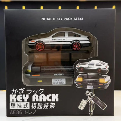 AE86 Alloy Diecast Key Holder with Openable Headlights, Hanging Hook for Home Keys & Small Items, Creative JDM Car Decor Gift