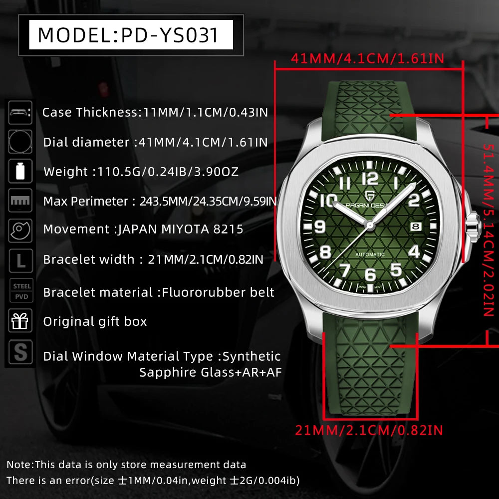2026 New PAGANI DESIGN Men's Watches Luxury Mechanical Wristwatch 8215 Automatic Watch Man AR Sapphire Waterproof Super Luminous