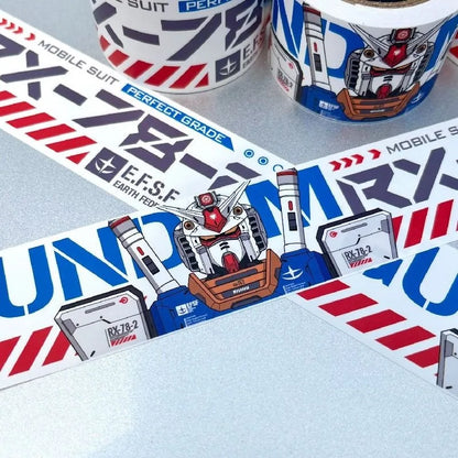 Residue-Free Gundam RX78 Waterproof Sticker & Decorative Tape for Desktops, Figurine Shelves, Bicycles, and Aquariums