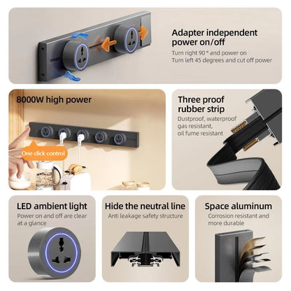 Track Socket With Switch High-end Quality Wall Power Outlet EU UK US FR Standard Universal Home Kitchen Bathroom Office Sockets