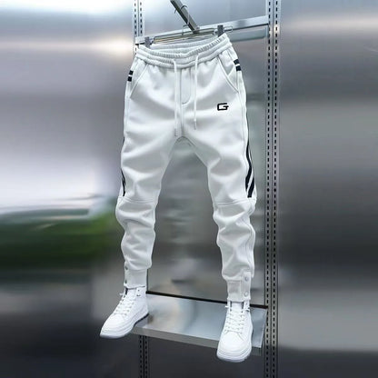 Trendy Men's New Embroidered Splicing Legged Casual Pants, Versatile, Stainproof, Solid Color Sports Pants, Elastic, Harun Stret