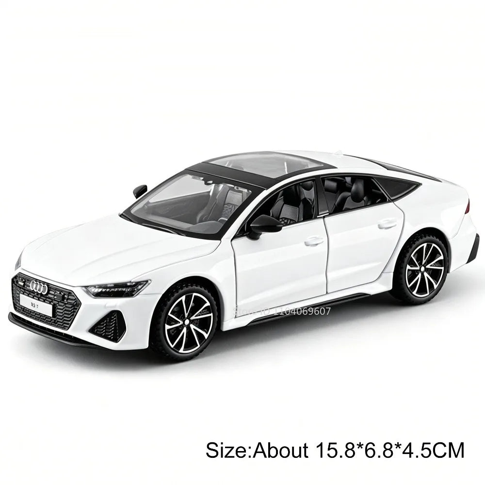 1:32 RS7 RS6 Miniature Car Toy Models Alloy Diecast Rubber Tires Doors Opened Exquisite Interior Pull Back Decoration Vehicles