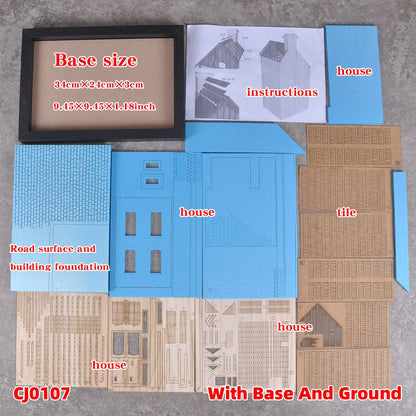 Assembly Architectural Model Miniature Architectural Building Model Brick Concrete Building Villa Diorama Scale Model Kit 1/35