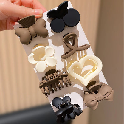 8-Piece Girls Hair Claw Set Bow Flower & Heart Shapes Fashionable Hair Clips for Daily Casual Wear Cute Girl Hair Accessories