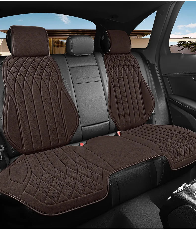 Car Suede Seat Protection Universal Car Seat Cover All Season Breathable Perforated Suede SUV Sedan Seat Cover Latex Cushion