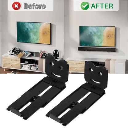 2PCS Adjustable Soundbar Mount Universal Speaker Wall Mount Floating Rack Length Adjustable 3.4''-5.2'' Removable and Lockable