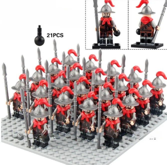 21PCS Medieval Ancient Roman Warrior Series Spartan 300 Warrior Children's Building Block Toys DIY Micro Scene Ornaments