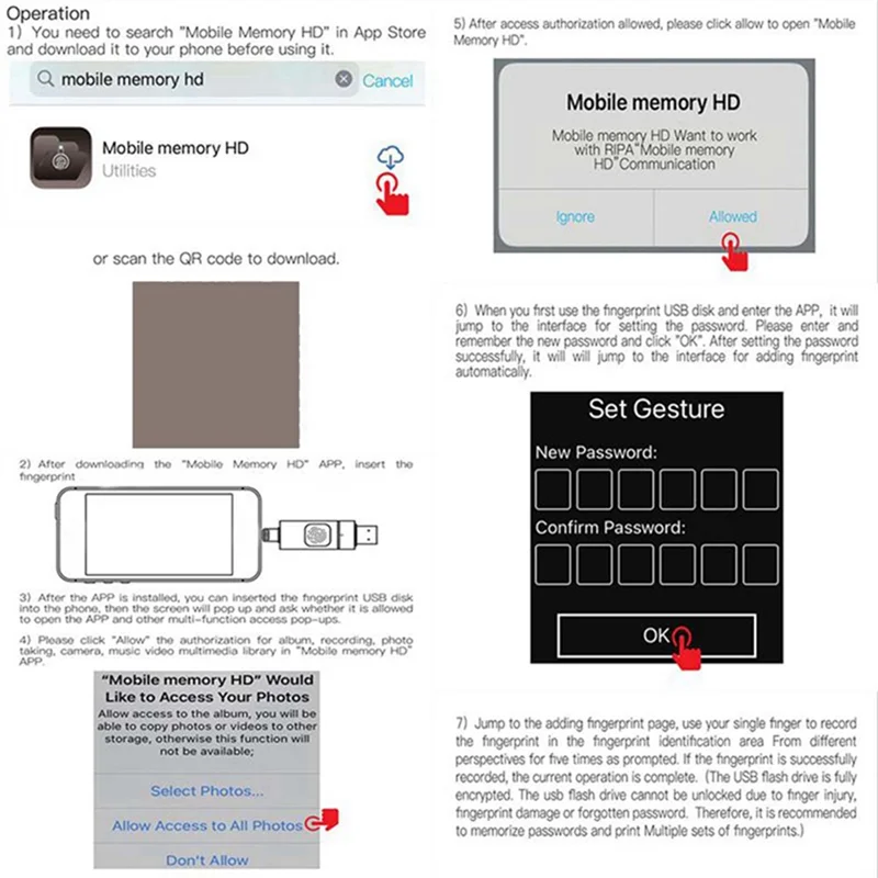 New!!1 Piece Fingerprint Encrypted U Disk Mobile Phone Computer Dual-Use High-Speed Transmission Flash Memory 128G For Iphone/IP