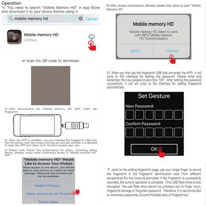 New!!1 Piece Fingerprint Encrypted U Disk Mobile Phone Computer Dual-Use High-Speed Transmission Flash Memory 128G For Iphone/IP