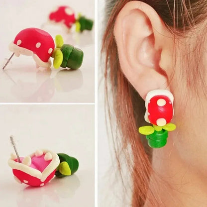 Super Mario Earrings Piranha Plant Funny Anime Creative Game Dangle Jewelry Women Girls Fashion Cute Cartoon Charms Earrings