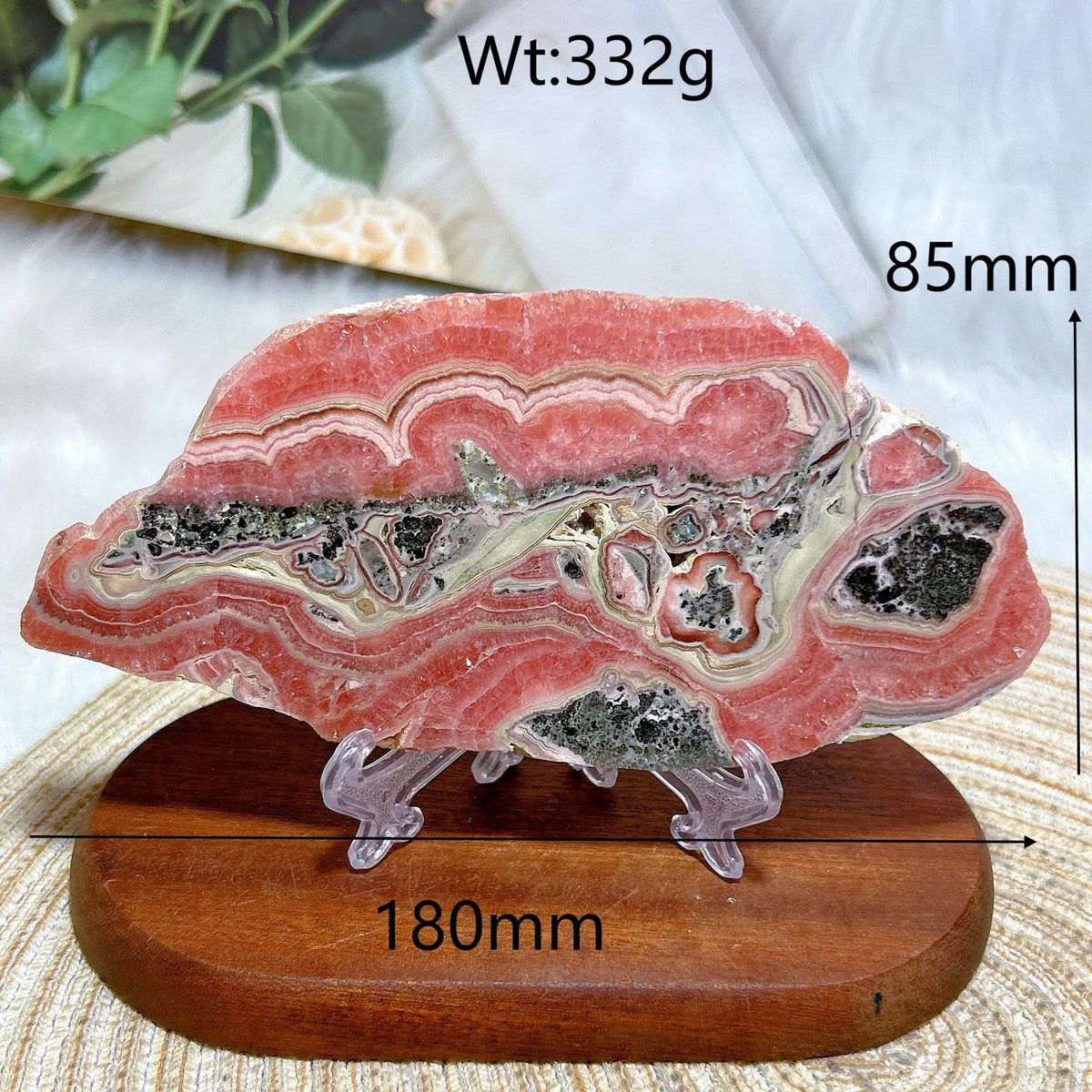 Healing Natural Crystal Rare Argentina Rhodochrosite Large Slices Slab Ore Mineral Gemstones Ornament Home Decoration Gift