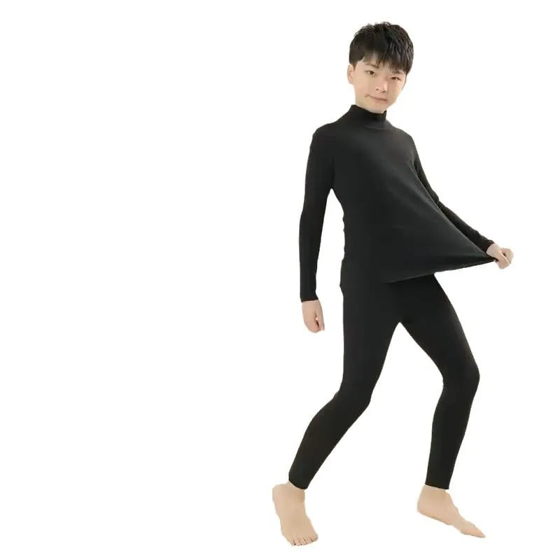 Children's Boys De Velvet Thermal Suit Reversible Medium High Neck Thermal Children's Autumn Clothes Autumn Pants Underwear