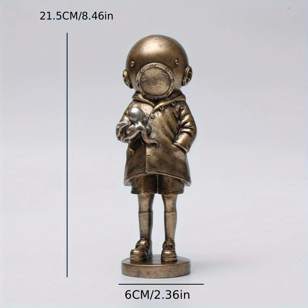 1pcs Creative Bronze Banksy DeepSea Decoration, Doodle Master Diver Loneliness & Communication Sculpture Decoration, Home Livin