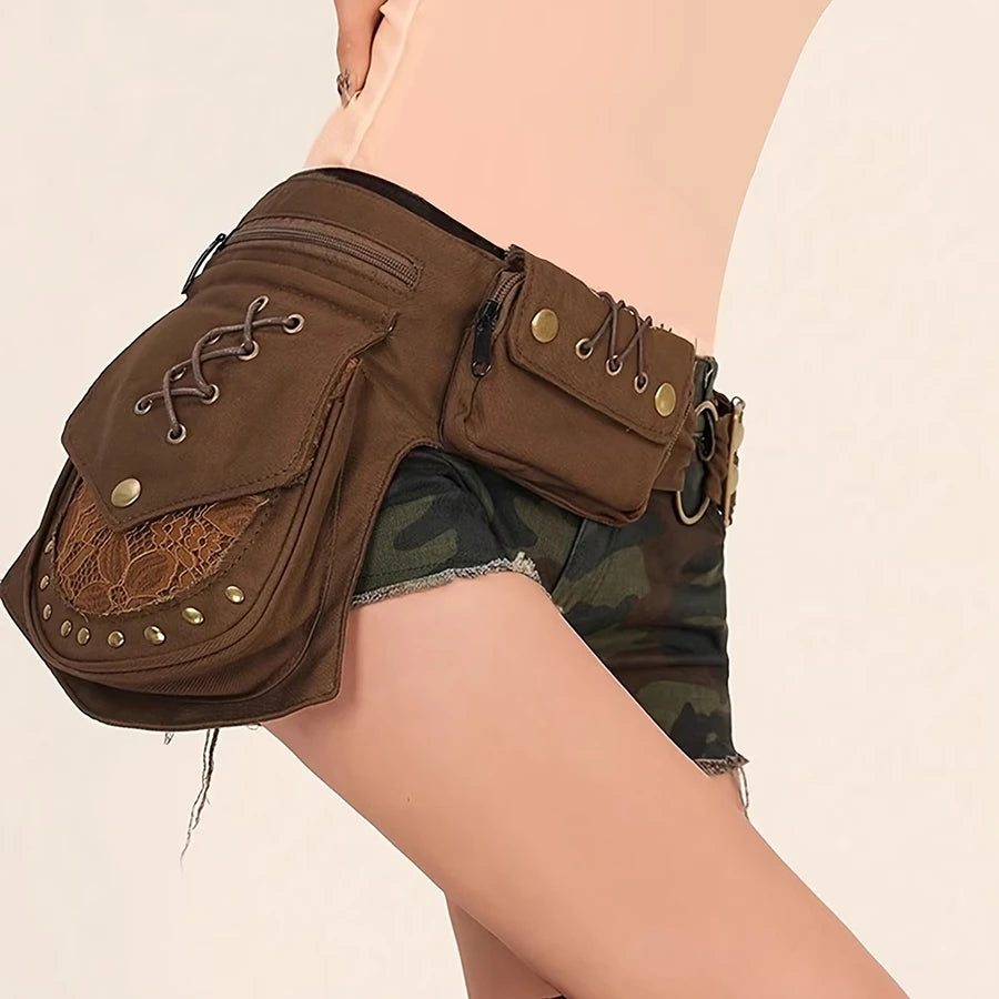 Fashion Cotton Belt Waist Packs Multi-functional Adjustable Strap Phone Pouch Travel Vintage Crossbody Bag Outdoor