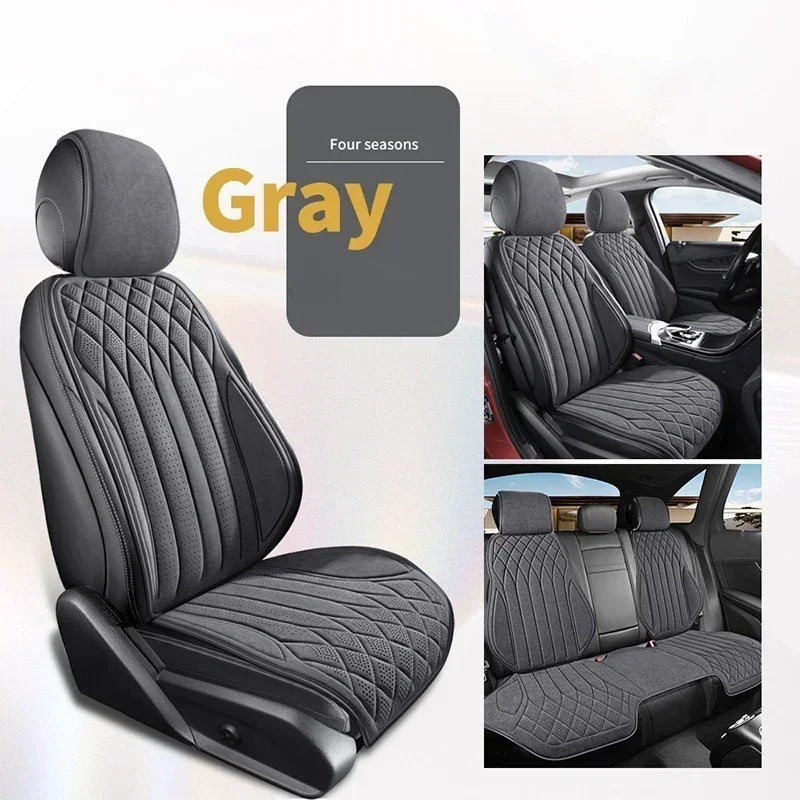 Car Suede Seat Protection Universal Car Seat Cover All Season Breathable Perforated Suede SUV Sedan Seat Cover Latex Cushion