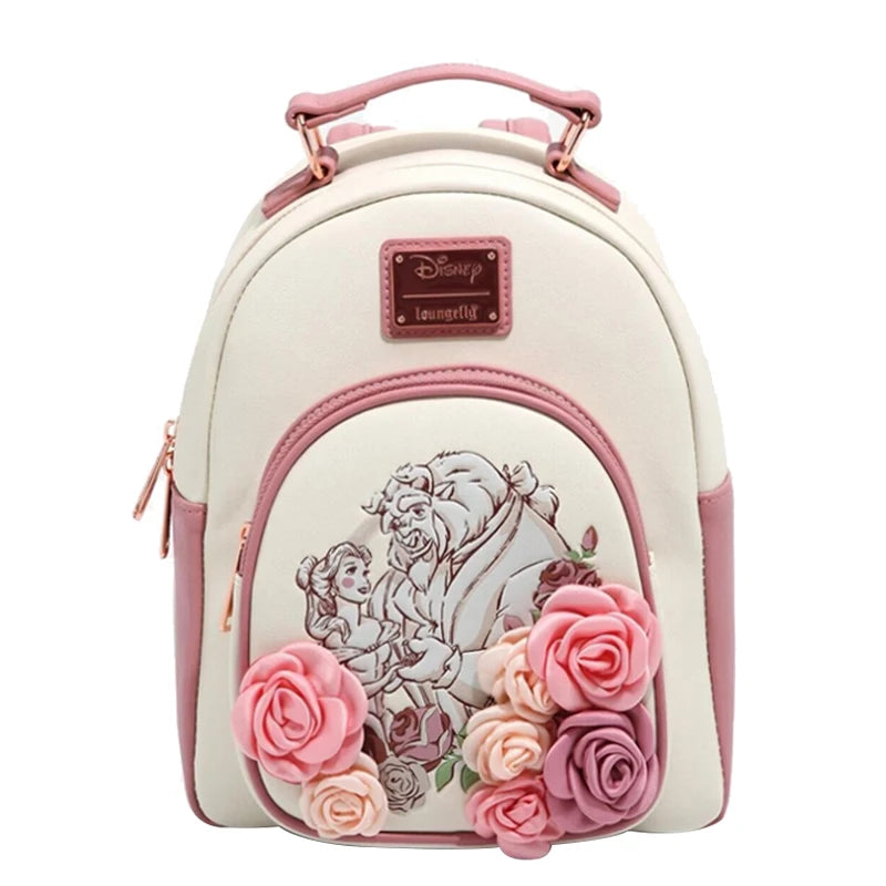 New Loungefly Beauty and The Beast Belle Stained Glass Portrait Mini Backpack Wallet
