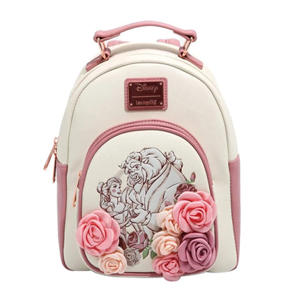 New Loungefly Beauty and The Beast Belle Stained Glass Portrait Mini Backpack Wallet
