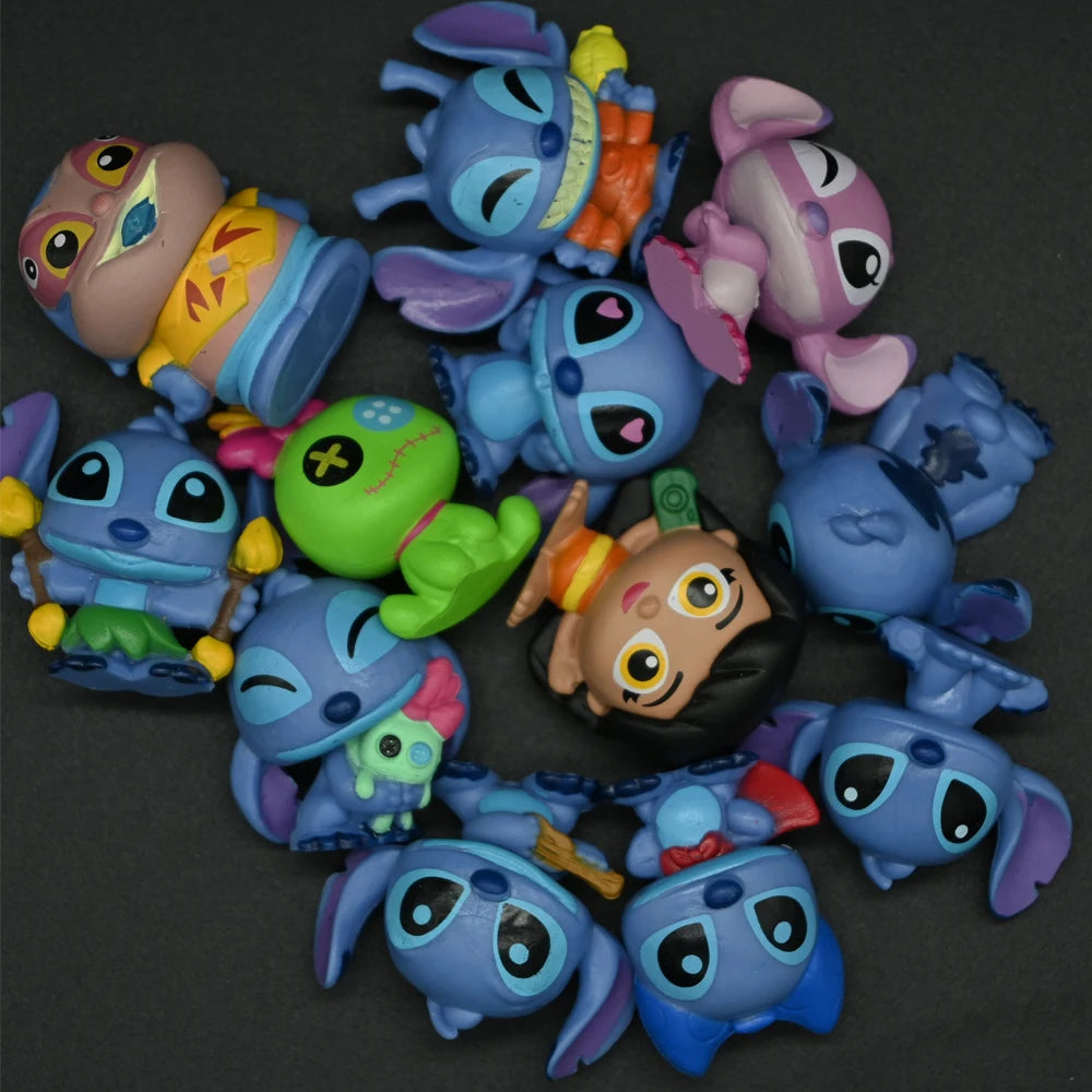 12Pcs/Set Anime Doorables Stitch Angel Scrump Action Figure Doll Anime Lilo & Stitch Toys For Kids Christmas Gift