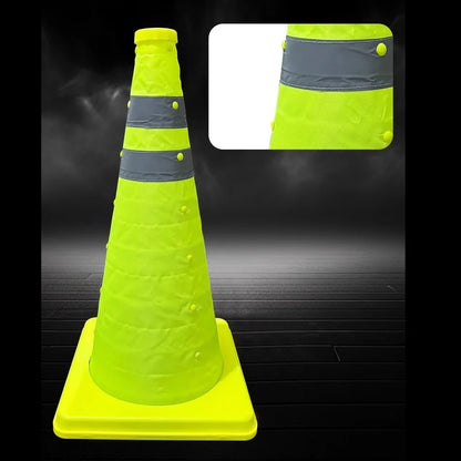 Telescopic Road Cone Fluorescent Green Reflective Cone Sign Parking Car Emergency Light Warning Barrier Foldable Cone Tube