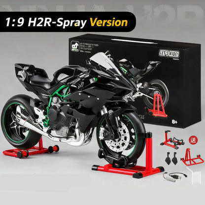 Key Start 1:9 H2 H2R Alloy Sports Motorcycle Model Diecast Track Racing Motorcycle Model With Spray Sound and Light Kid Toy Gift