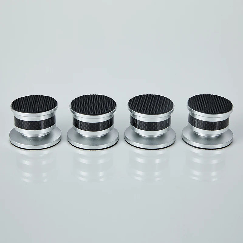 Professional Audio Speaker Foot Set (4 Pieces) Carbon Fiber Aluminum Alloy Speaker Foot Sole Speaker Foot Strap with 8 Anti Slip