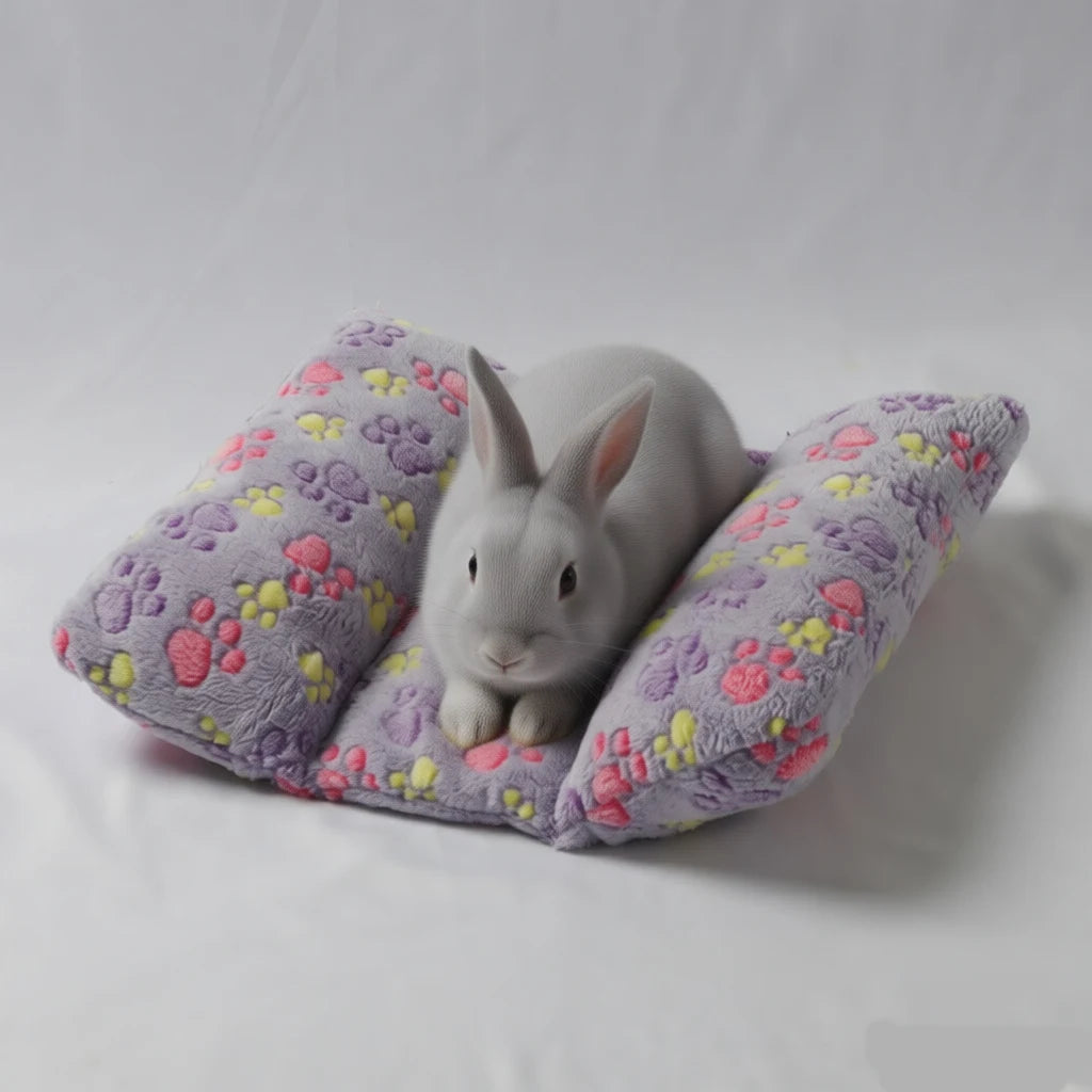 Rabbit Bed - Thick and Soft Concave-Shaped Rabbit Bed, Pillow-Style Soft Cushion, with Recliner-Style Pillow, Suitable for Indoor Rabbits in Cages, Gift for Sleeping, Gray Star Pattern