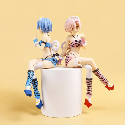 New Anime Figure Pajamas Leopard Bikini Sitting Posture Girl PVC Action Collection Model
