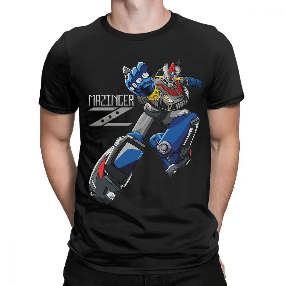 Cool mazinger z anime movie robot streetwear graphic print t-shirt fashion casual Tee Tops