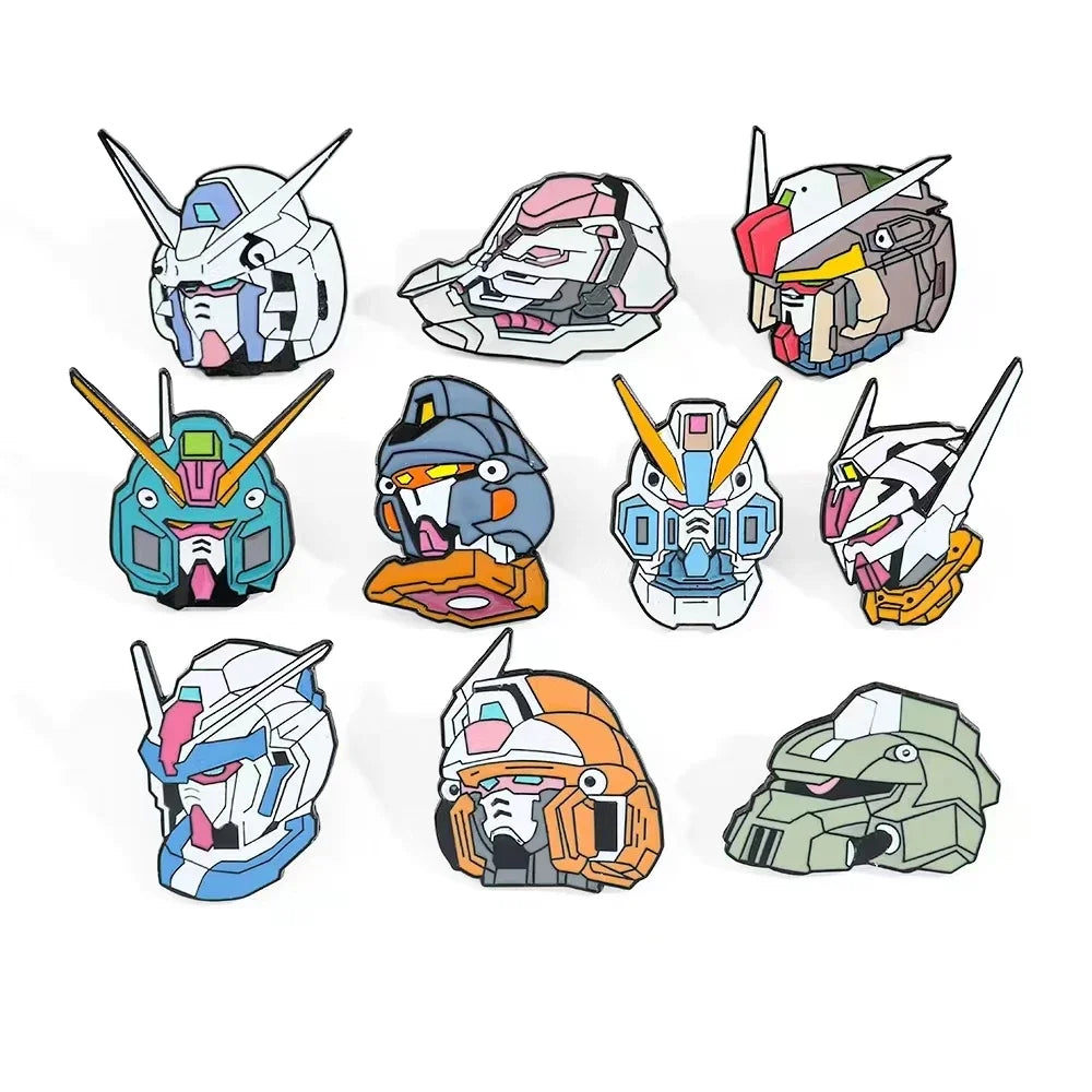 10 Pcs Fashion Anime Brooch Handsome Mobile Suit Gundam Enamel Pin Metal Badge Jewelry Clothing Backpack Accessories Gift