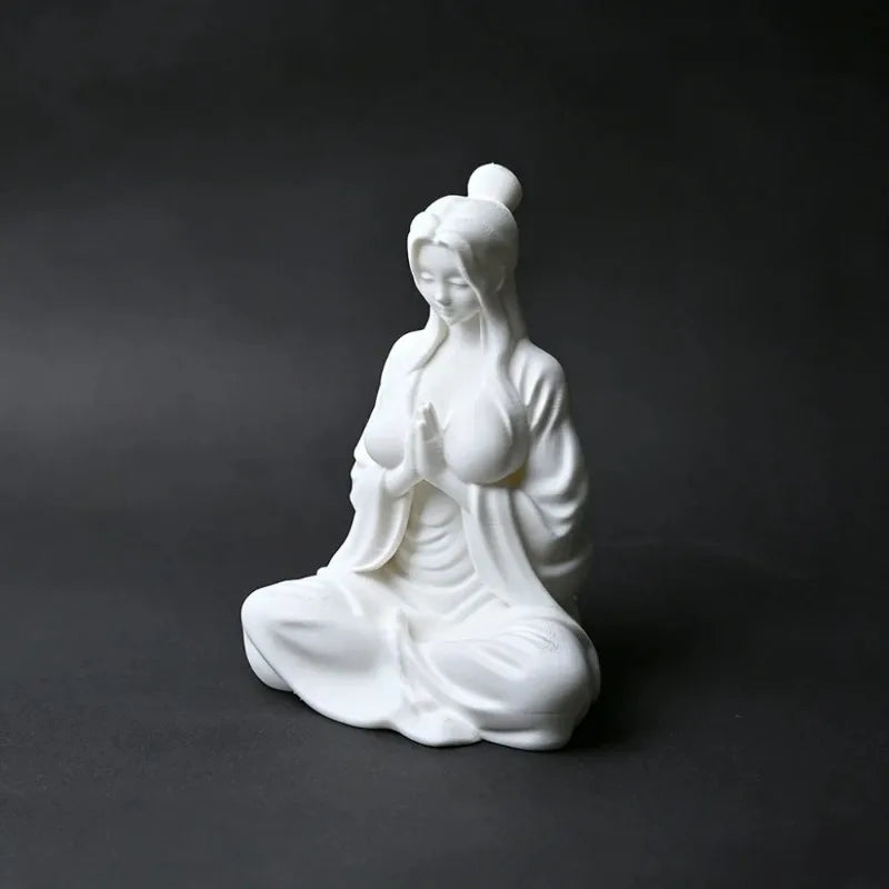 3D Printed Mini Meditation Statue Cross Legged Female Zen Figurine Desk Decor Art Sculpture For Home Interior