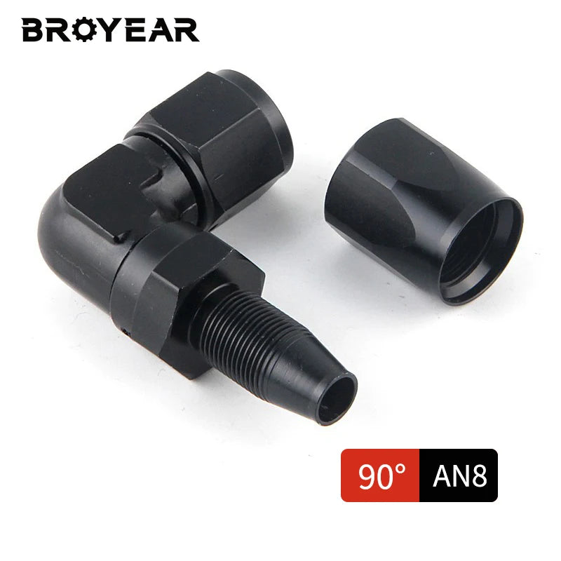 Broyear High Quality Aluminum AN4 6 8 10 Forged Type Swivel Hose End Fitting Adapter Oil Cooler Fuel Line Straight, 90 Degree
