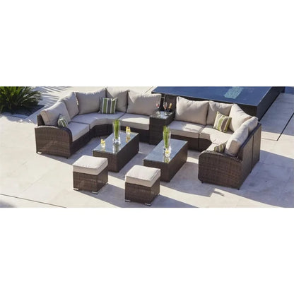 Large Villa 10-seat U-shaped Combination Rattan Sofa Set Luxury Garden Furniture