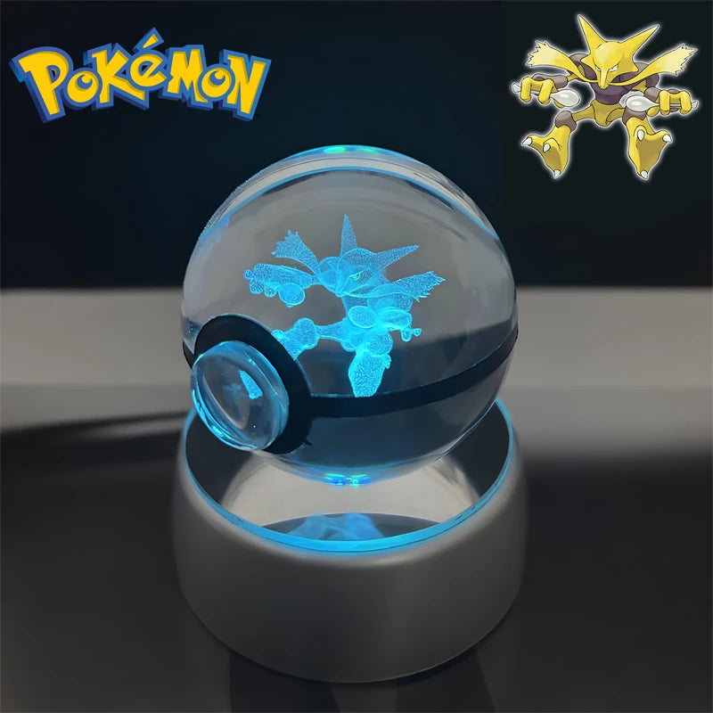 Pokemon 3D Crystal POKE BALL Figure Toys Snivy Dragonair Blastoise Venusaur Milotic Raichu Night Light LED Lamp Base Model Dolls
