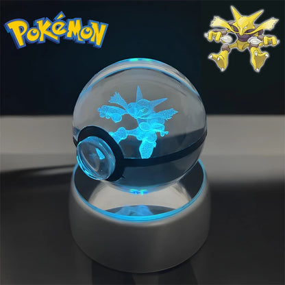 Pokemon 3D Crystal POKE BALL Figure Toys Snivy Dragonair Blastoise Venusaur Milotic Raichu Night Light LED Lamp Base Model Dolls