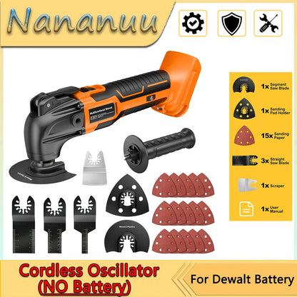 Nananuu Cordless Oscillating Multi Tool 6 Gears Electric Saw Trimmer With Trimmer Shovel Cutting Woodworking Tool (NO Battery)
