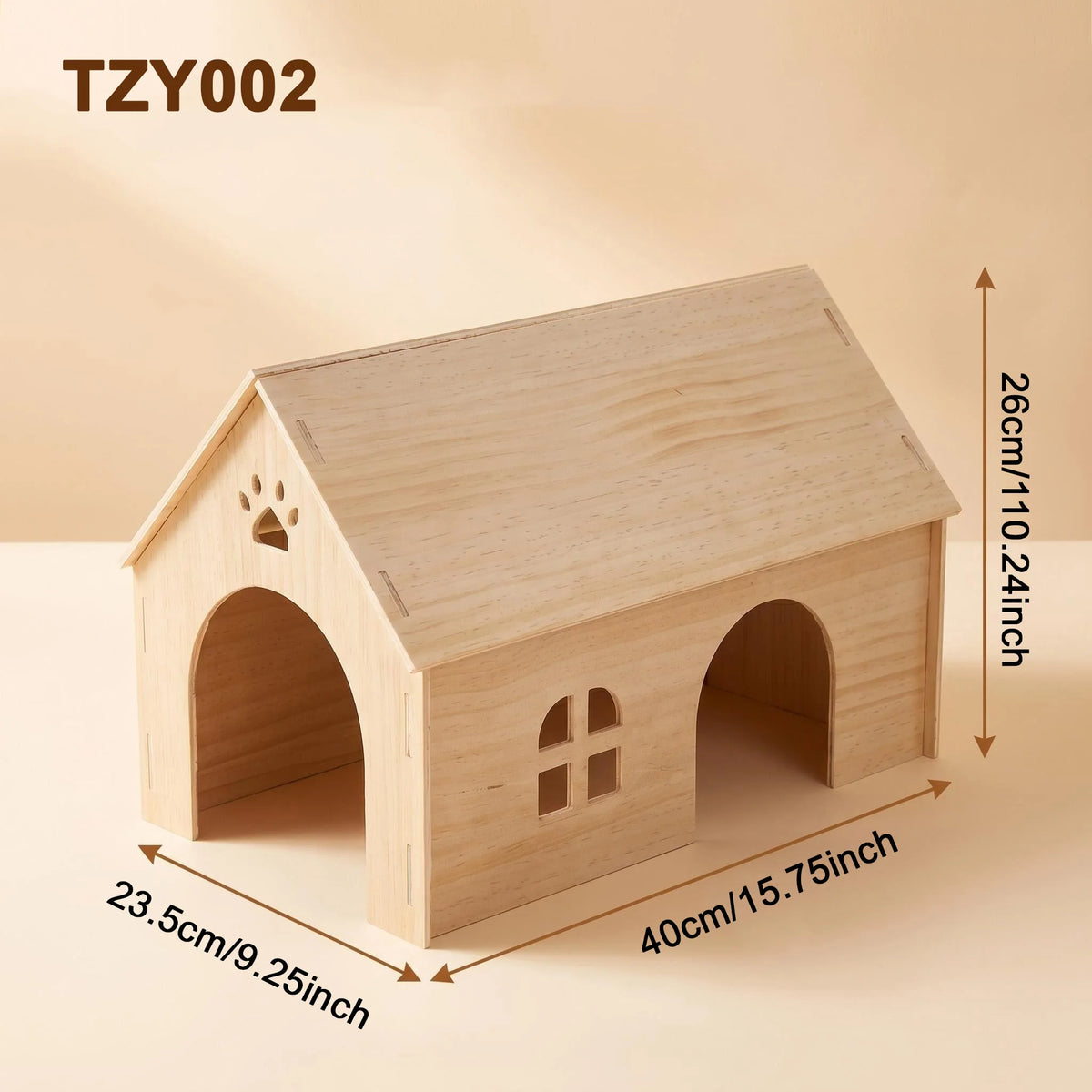 Easy-To-Install Wooden Rabbit House, Glue-Free Assembly, Double Entrance and Exit, Breathable Small Pet Nest, Sturdy Indoor Shelter, Suitable for Rabbits, Guinea Pigs, and Hedgehogs