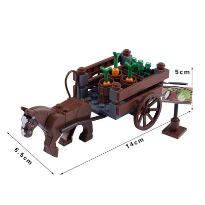 MOC Notice Board Building Blocks Bee Farm Fountain Bonfire Stove Medieval Town Street View Water Wall Bridge Road Sign Brick Toy