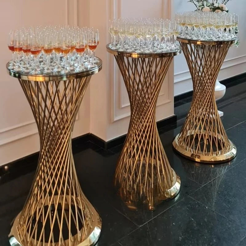 Modern Stainless Steel Cake Bar Table Round Wedding Event Party Table for Outdoor/Hotel Use Wholesale