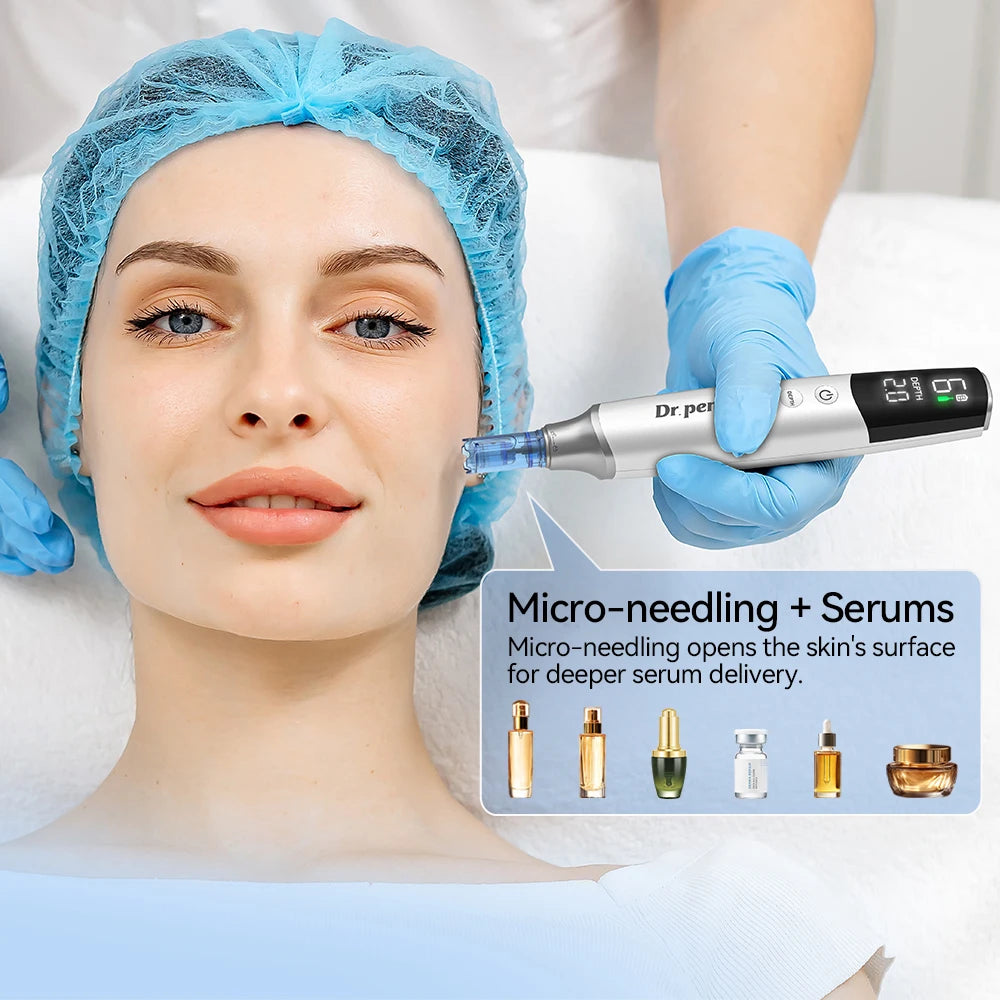 Authentic Dr. pen M9 With 7 pcs Needle Pin Anti Back Flow Microneedling Pen Skincare Wireless  Derma Pen Needle length 0.25 mm